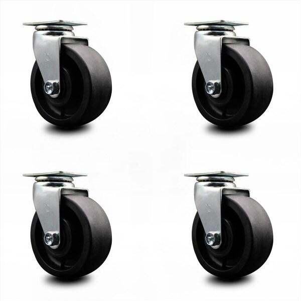5 Inch Glass Filled Nylon Wheel Swivel Caster Set with Ball Bearings SCC